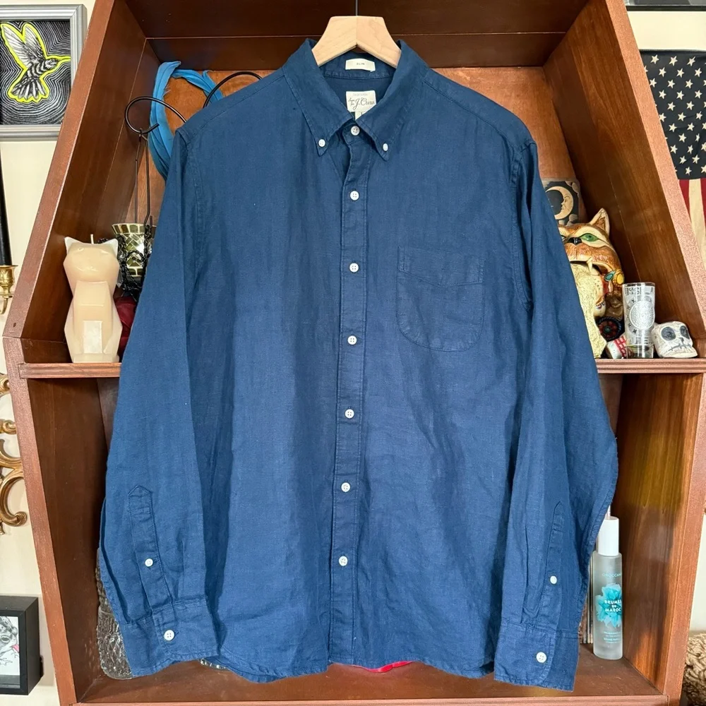 J. Crew - Slim Baird McNutt Irish Linen Shirt - Indigo - Men’s Large